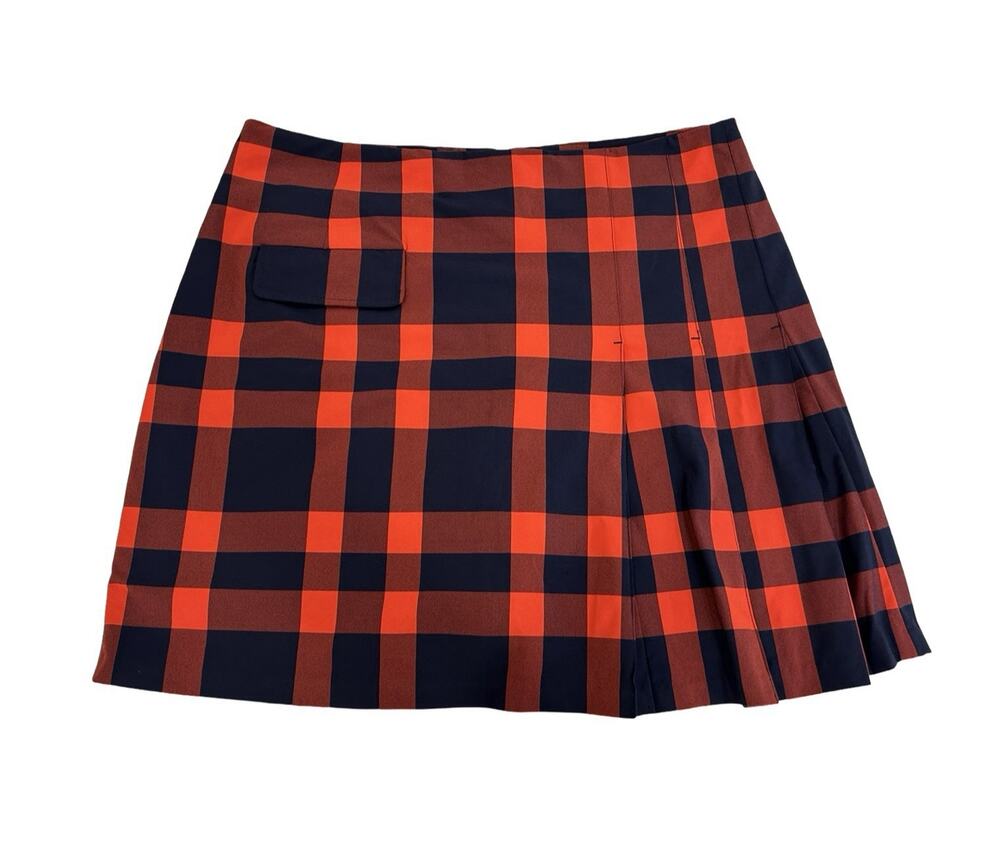 Tory Burch Sport Golf Skirt Skort Womens Size L Tartan Red & Blue Performance